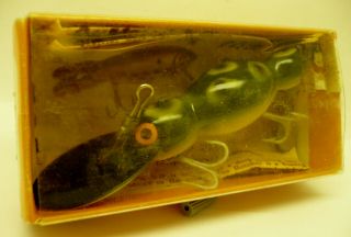 Vintage Fishing Lure,  Bomber Water Dog,  Frog 1511 In Correct Box W/paper