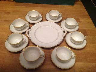 Antique KPM Royal Berlin Porcelain (17 Piece Tea Set) White & Gold Trim c1880 2