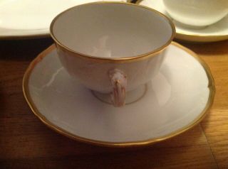 Antique KPM Royal Berlin Porcelain (17 Piece Tea Set) White & Gold Trim c1880 4