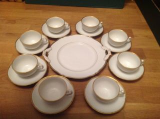 Antique KPM Royal Berlin Porcelain (17 Piece Tea Set) White & Gold Trim c1880 6