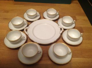 Antique KPM Royal Berlin Porcelain (17 Piece Tea Set) White & Gold Trim c1880 7