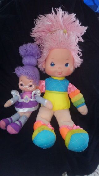 Vintage Hallmark 18in Tickled Pink And 11in Shy Violet Rainbow Bright Doll