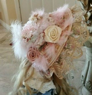 Large Floral Lace Hat/bonnet For Antique French Jumeau Bru Or German Doll