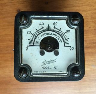 Antique Hickok Electrical Instrument Co Gauge Model 72 Dc Microamperes Meter