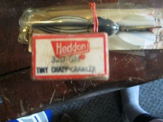 2 Nib Vintage Heddon Lures “tiny Crazy Crawler " In Bf And A Deep Diver Cd