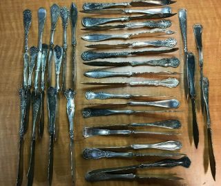 35 Pc Antique Silverplated Twisted Butter Knifes Craft Use Or Resale
