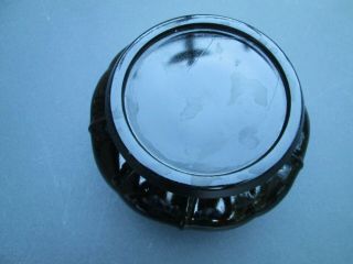 Vintage Antique Black Glass Display Stand Footed Asian Style PATENT Pending 2