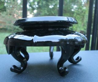 Vintage Antique Black Glass Display Stand Footed Asian Style PATENT Pending 4