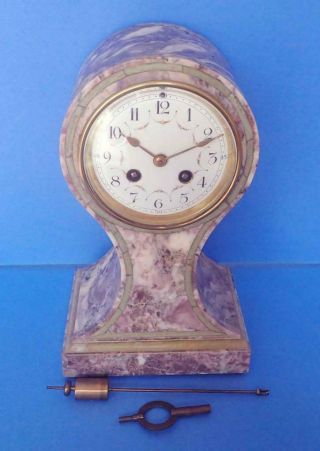 Antique French Pedestal Clock In Marble By Japy Freres 8 - Day Time & Strike