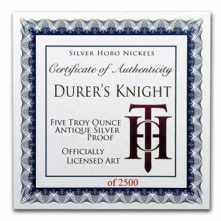5 OZ Roman Booteen ' s DURER ' S KNIGHT Silver Antique finish round Hobo Nickel 3