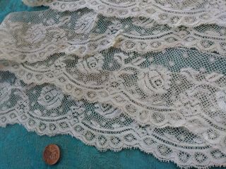 Roses 2.  75 " Wide French Antique Lace Val Trim 1 Yrd,  32 " Edging Floral