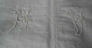 French Antique Linen Sheet Hand Loomed Homespun Metis Monogram 