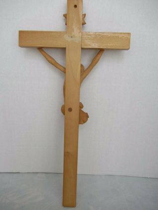 Antique handcarved crucifix,  Quebec folk art,  wood Wall Jesus - Christ on cross 3
