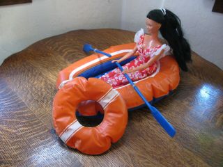 Vintage Inflatable Barbie Sized Zee Toys Raft Float Taiwan Doll Not