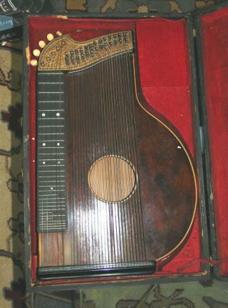 Antique Concert Zither Lap Harp Musical Instrument