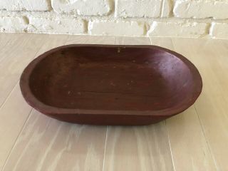 Primitive Wood Dough Bowl Rustic Wooden Trencher Oval Centerpiece Folk Art