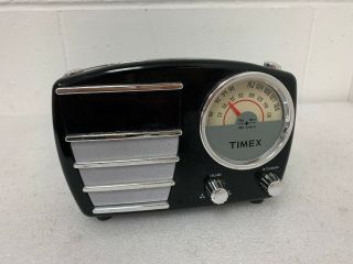 Retro Black Timex T247b Alarm Clock Am/fm Radio Great
