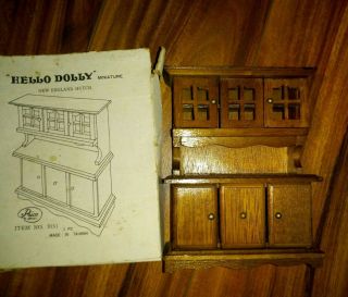 Vintage Hello Dolly Dollhouse Miniatures Furniture England Hutch Dining Room
