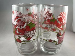 Strawberry Shortcake Vintage Juice Glasses 1980 American Greetings Set Of 4