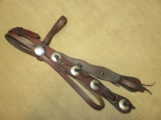 Cool Vintage Heavy Leather Western Buckaroo Headstall Bridle W/ Slotted Conchos