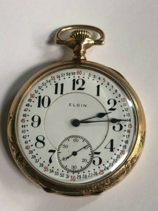 Antique Elgin Pocket Watch,  Runs.  1906,  17 Jewels Adj. ,  Goldfill,  Pre - Owned