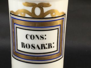 Antique French Porcelain Apothecary Jar Painted Label CONS:ROSAR:R 2
