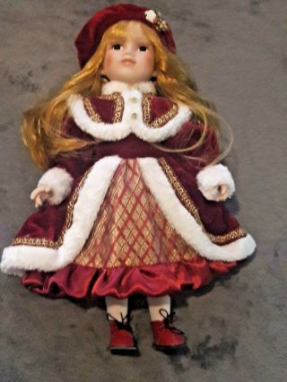 Vintage Porcelain Christmas Doll Very Collectible