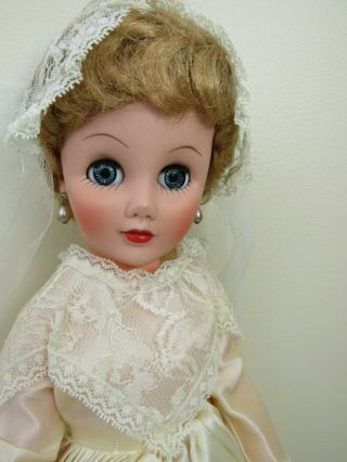 Vtg 1950s Bride Doll All Orig 19 " Earrings,  Shoes,  Bouquet & Veil Unplayed With