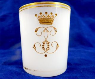 Antique 19th Century Heraldic Opaline Glass Beaker - Earl Coronet Monogram