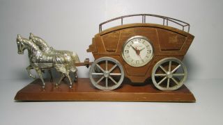 Antique Horse Drawn Stagecoach Carriage Clock Western Cowboy Mantel Clock