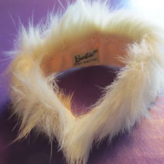1960s Vintage Barbie Accessories " Enchanted Evening " White Fur Stole Tagged Ex