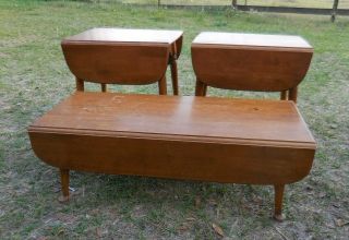 3pc Baumritter Drop Leaf End Tables,  Coffee Table