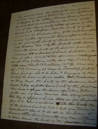 1845 Antique Scio Ny Land Indenture Deed Bill Of Legal Document Allegany