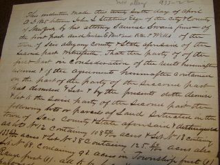 1845 ANTIQUE SCIO NY LAND INDENTURE DEED BILL OF LEGAL DOCUMENT ALLEGANY 2