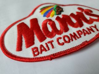 Vintage Tom Mann ' s Fishing Lure Bait Company Indian Hat Vest Jacket Patch Pro 2