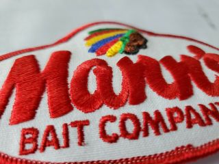 Vintage Tom Mann ' s Fishing Lure Bait Company Indian Hat Vest Jacket Patch Pro 4
