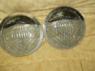 Antique Headlight Lenses Pair Violet Ray 7 1/2 " Diameter Blue With Visor