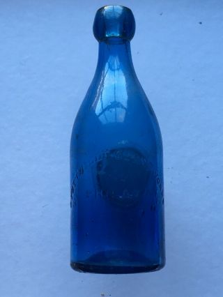 Antique Dyottville Glass Brilliant Blue Bottle