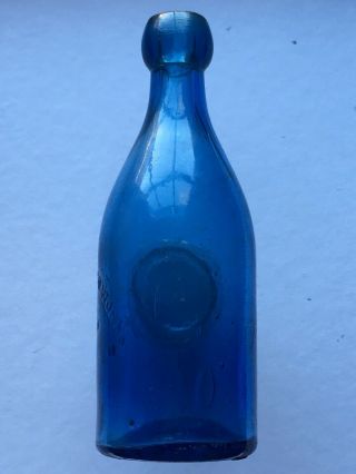 Antique Dyottville Glass Brilliant Blue Bottle 2