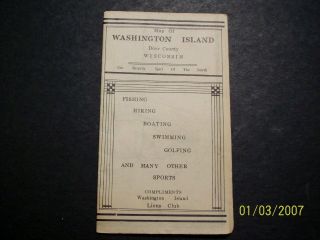 Rare Washington Island Wisconsin Map Dated 1935 With Advertising 84 Year Old Map