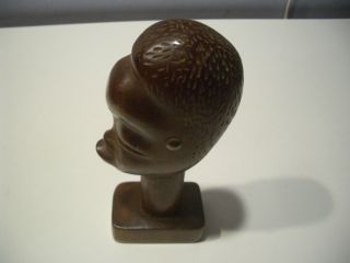 Carved Wood Wooden African Head Statue Sculpture Portrait Face Bust Long Neck