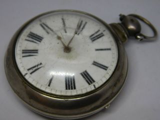 Antique Solid Silver Hallmarked Verge Fusee Pair Cased Pocket Watch.