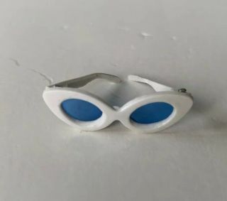 Vintage 1961 Barbie White Cats Eye Sunglasses With Blue Lenses