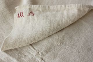 Antique French Soft Pale Homespun Hand / Kitchen Timeworn Towel 18th C
