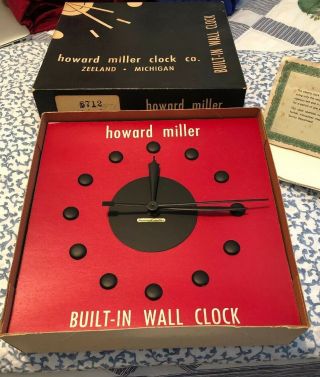 Howard Miller Built - In Wall Clock George Nelson Assoc Model 6712 Black W/papers