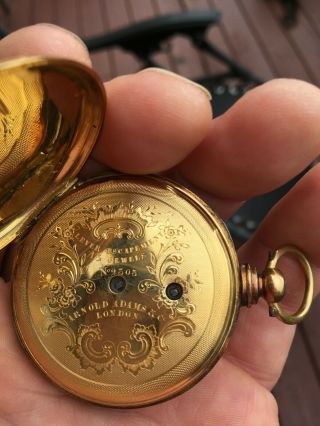Arnold Adams & Co Antique 13J Pocket Watch Engraved Scene 8