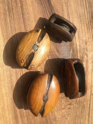 Antique Wooden Pulley Blocks