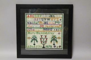 One Of A Pair A 19th C Signed Sampler Mary Hannah Day Aged 9 Years 1878 1