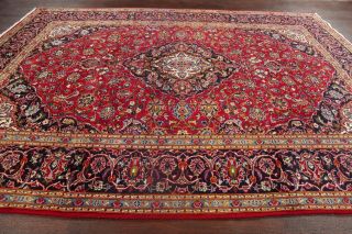 Labor Day Deal Vintage Traditional Floral Red Kashmar Area Rug Hand - Knotted 9x12