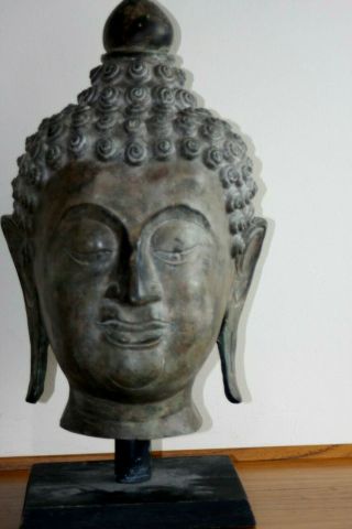 Antique Bronze Buddha Head Statue Large Size
